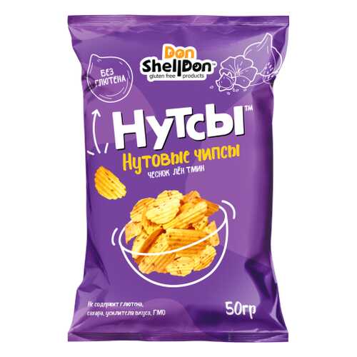 Чипсы Don Shelldon Нутсы нутовые со вкусом чеснока, льна и тмина 50 г в Дикси