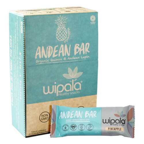 Злаково-фруктовые батончики Wipala Snacks ананас-киноа 16 шт по 35 г в Дикси