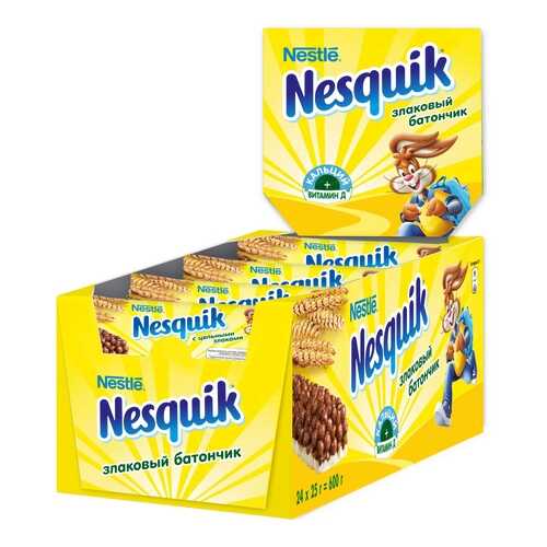Злаковый батончик Nesquik с шоколадом 24 штуки по 25 г в Дикси