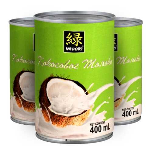 Кокосовое молоко MIDORI 7% 3х400 мл набор в Дикси