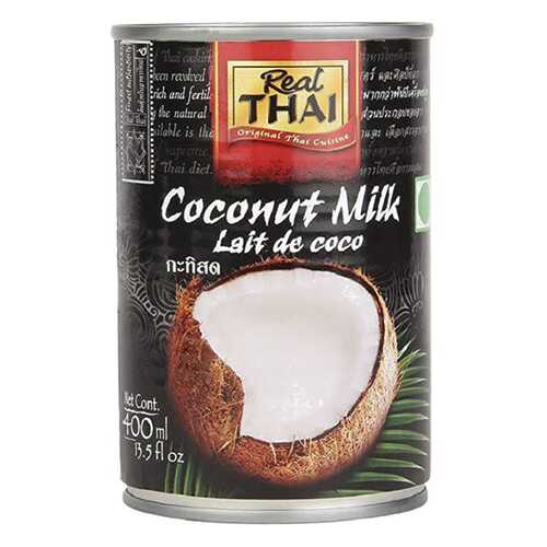 Кокосовое молоко Real Thai 85% мякоти жирность 17-19% ж/б 400 мл в Дикси