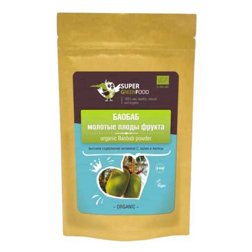 Баобаб Super Green Food молотые плоды фрукта 100 г в Дикси