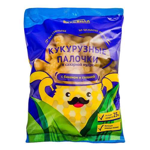 Палочки кукуруз. в сах.пудре с бананом и стев. 95 г в Дикси
