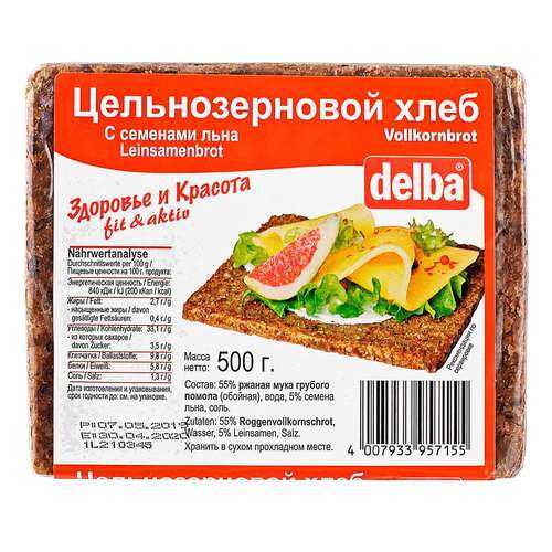 Фитнес-хлеб Delba с семенами льна, 500 гр. в Дикси