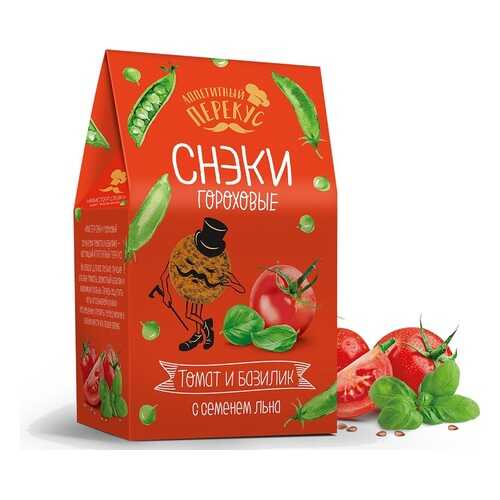 Снэки гороховые Актру с семенем льна, томатом и базиликом 100 г в Дикси