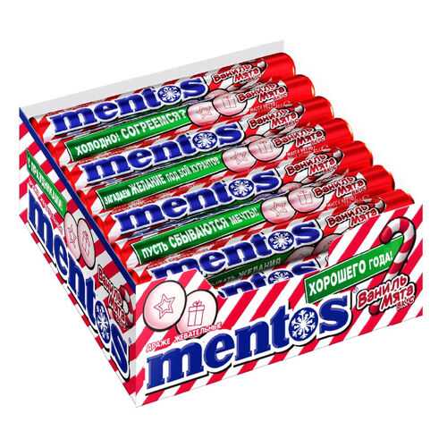 Драже Mentos ваниль, мята жевательное 21*37 г в Дикси