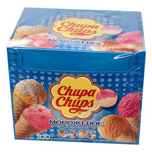 Карамель Chupa Chups мороженное ассорти 12 г 100 штук в Дикси