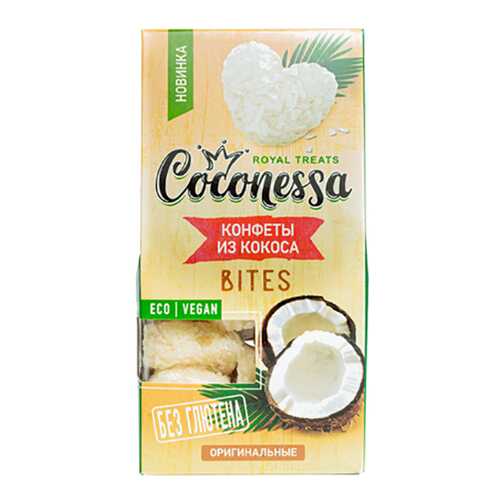 Конфеты кокосовые Coconessa Сердечки оригинальные (без сахара) 90г Россия в Дикси