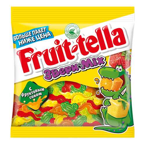 Мармелад Fruit-tella звери mix жевательный с натуральным фруктовым соком 150 г в Дикси