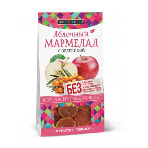 Мармелад яблочный Живые снеки с облепихой 4*90 г в Дикси