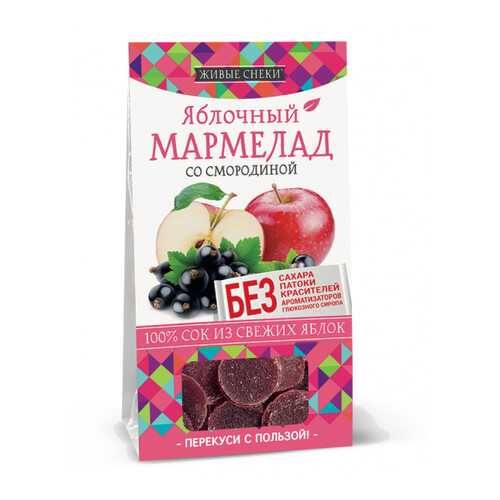 Мармелад яблочный Живые снеки со смородиной 90 г в Дикси