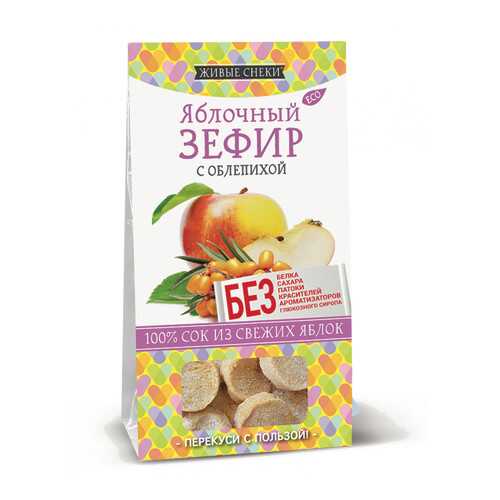 Зефир яблочный Живые снеки с облепихой 4*60 г в Дикси