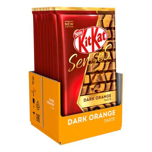 Молочный шоколад и тёмный шоколад KITKAT SENSES DARK ORANGE TASTE, с вафлей 8 шт по 112 гр в Дикси