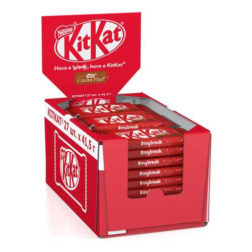 Молочный шоколад KITKAT с хрустящей вафлей 27 шт по 41.5 г в Дикси