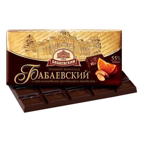 Шоколад Бабаевский 55% темный апельсин-миндаль 100 г в Дикси