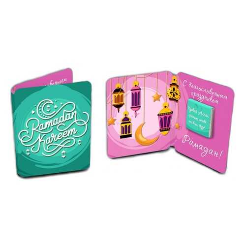 Шоколад Chokocat Ramadan Kareem. Зелёно-розовая, молочный, мини-открытка, 5 гр в Дикси