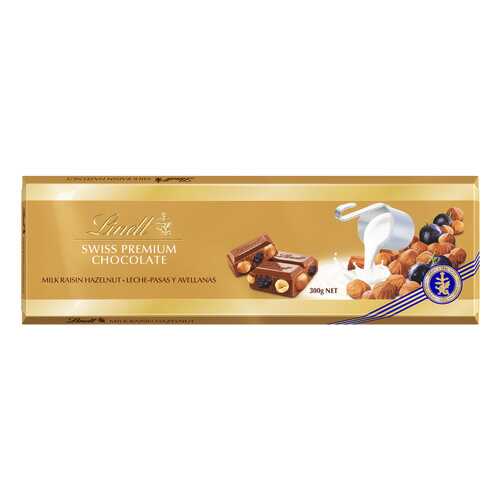 Шоколад молочный Lindt с изюмом и фундуком 300 г в Дикси