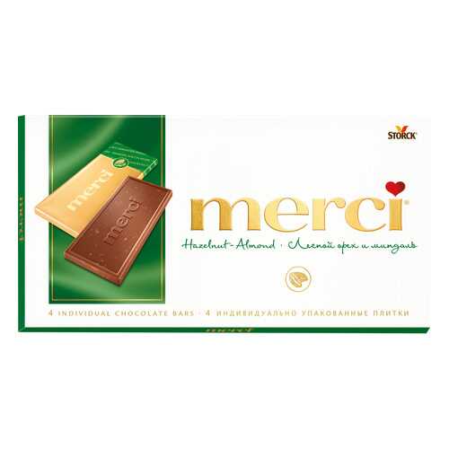 Шоколад молочный Merci с дробленым лесным орехом и миндалем 100 г в Дикси