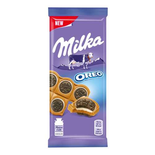 Шоколад молочный Milka печенье орео со вкусом ванили 92 г в Дикси