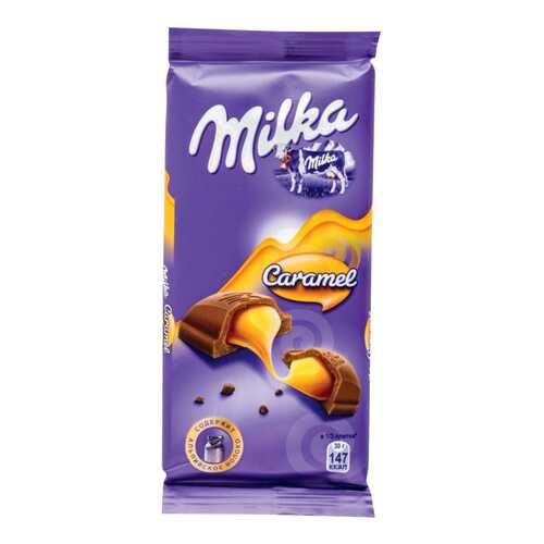 Шоколад молочный Milka с карамельной начинкой 90 г в Дикси
