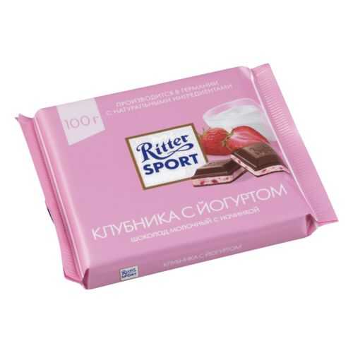 Шоколад молочный Ritter Sport с начинкой клубника с йогуртом 100 г в Дикси