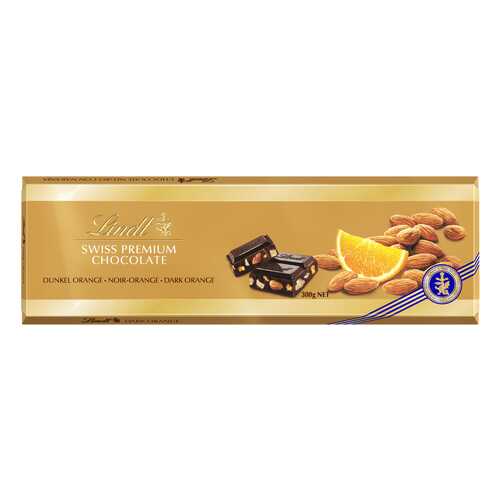 Шоколад темный Lindt с апельсином и миндалем 300 г в Дикси