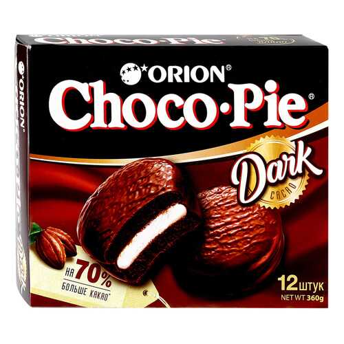 Пирожное Orion Choco Pie Dark в глазури 12 шт 30 г в Дикси