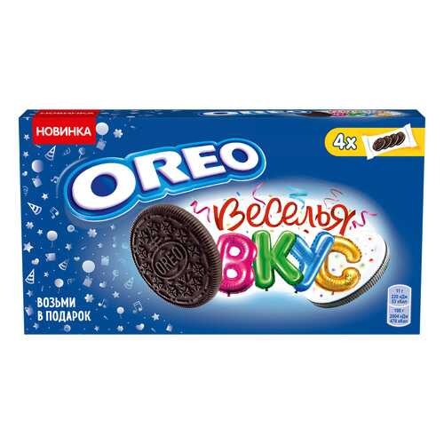 OREO печенье с какао и начинкой карамель/цв посыпка 176г в Дикси