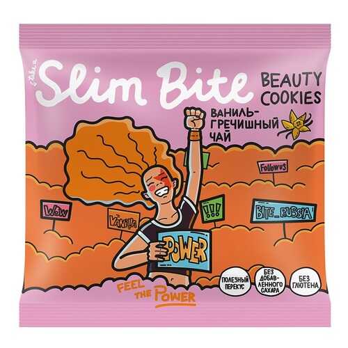 Печенье безглютеновое Slim Bite Beauty Cookies Ваниль-Гречишный чай (без сахара) 115г в Дикси