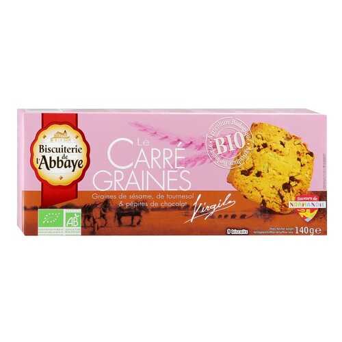 Печенье Biscuiterie de l'Abbaye Le Carre Graine BIO кунжут-подсолнечник-шоколад 140 г в Дикси