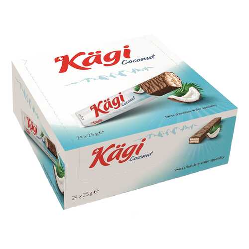 Вафли Kaegi Coconut с кокосовым крем в молочном шоколаде 24*25 г в Дикси