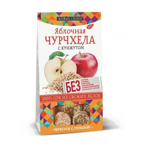Чурчхела яблочная Живые снеки с кунжутом 4*90 г в Дикси