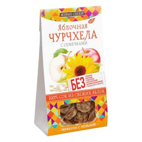 Чурчхела яблочная Живые снеки с семечками 90 г в Дикси