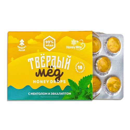 Карамель Твердый мед медовая со вкусом ментола и эвкалипта 30 г в Дикси