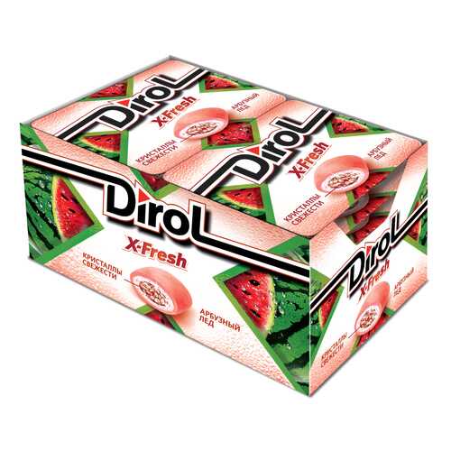 Жевательная резинка Dirol X-Fresh арбузный лед без сахара 12 пачек по 16 г в Дикси