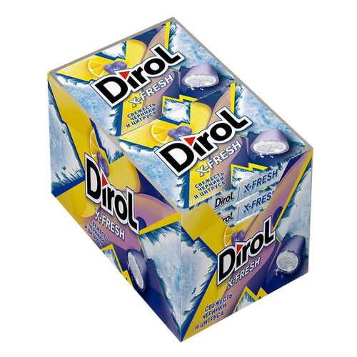 Жевательная резинка Dirol X-Fresh свежесть черники и цитруса без сахара 12 пачек по 16 г в Дикси