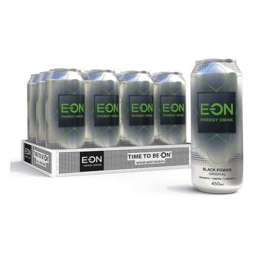 Энергетический напиток E-ON Black Power 12 шт по 450 мл в Дикси