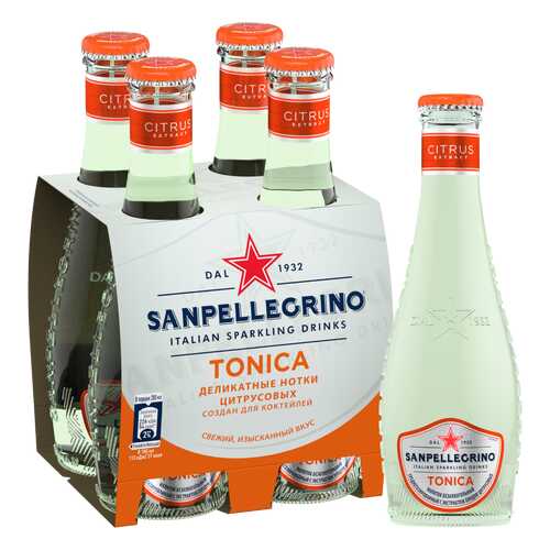 Напиток безалкогольный газированный S.Pellegrino Tonica Citrus, 4 шт по 0,20л в Дикси