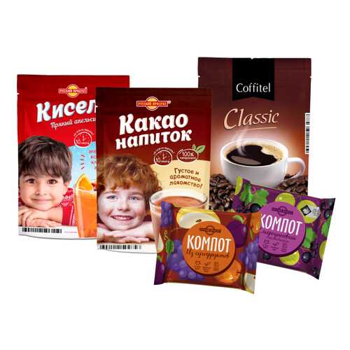Набор напитки ( компот, кисель, какао, кофе) Русский продукт 5 штук в Дикси