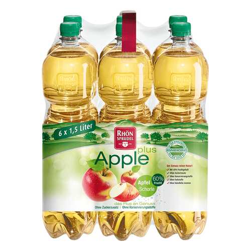 Вода минеральная Rhon Sprudel «Apple Plus» с яблочным соком без сахара 1.5 л 6 шт в Дикси